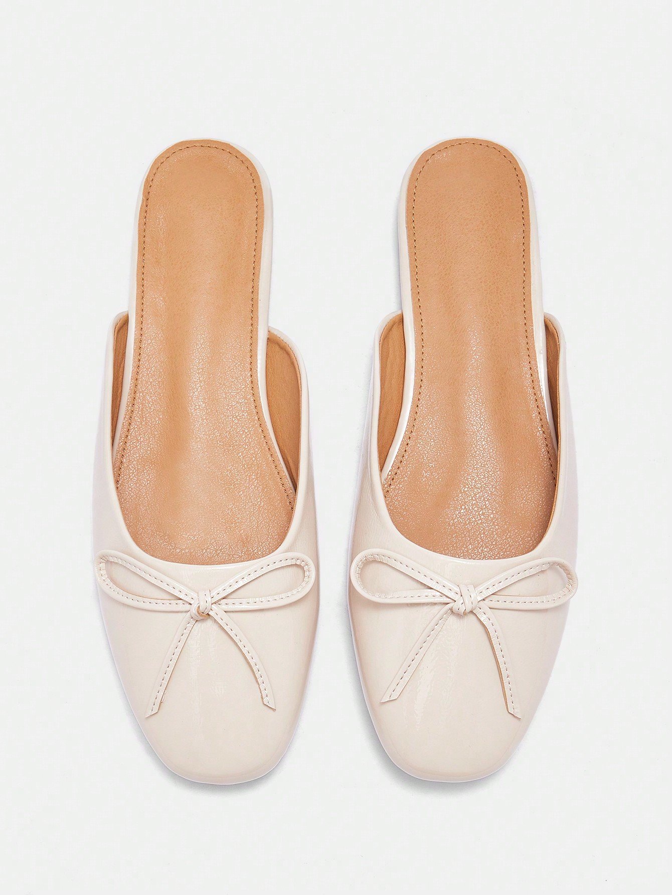 Cream Glossy Bow Mules – Elegant Slip-On Loafers with Low Block Heel - Image 10