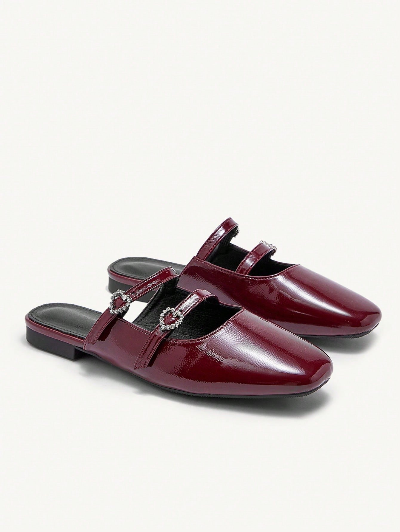 burgundy patent leather slip on shoes with crystal buckle straps burgundy patent leather slip on shoes with crystal buckle straps