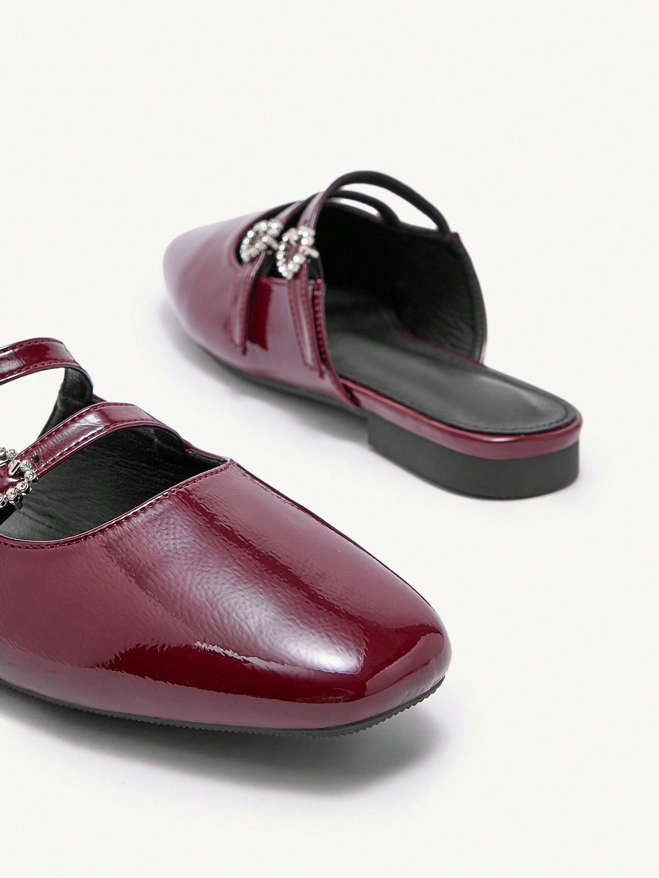 burgundy patent leather slip on shoes with crystal buckle straps burgundy patent leather slip on shoes with crystal buckle straps