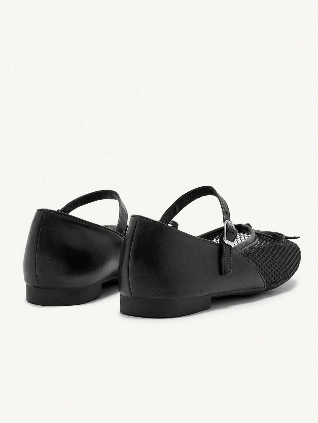 breathable mesh mary jane flats with bow & buckle strap breathable mesh mary jane flats with bow & buckle strap