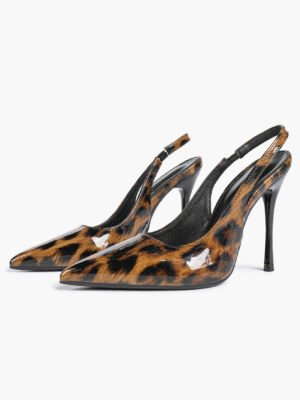 leopard print patent slingback pointed toe stiletto heels | nightclub date night