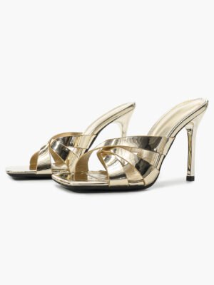 crisscross sandals–square toe stiletto heels