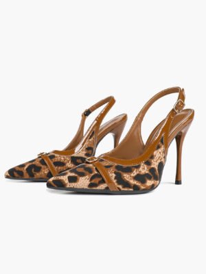 leopard print slingback pointed toe stiletto heels | wild date night, party, clubwear, retro street style heels