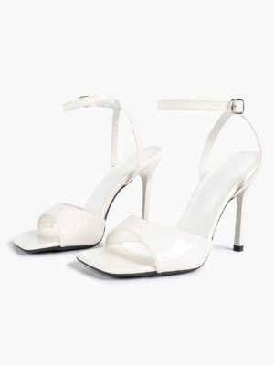 ankle strap square toe stiletto sandals