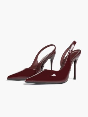 burgundy patent slingback pointed toe stiletto heels | office, formal heels